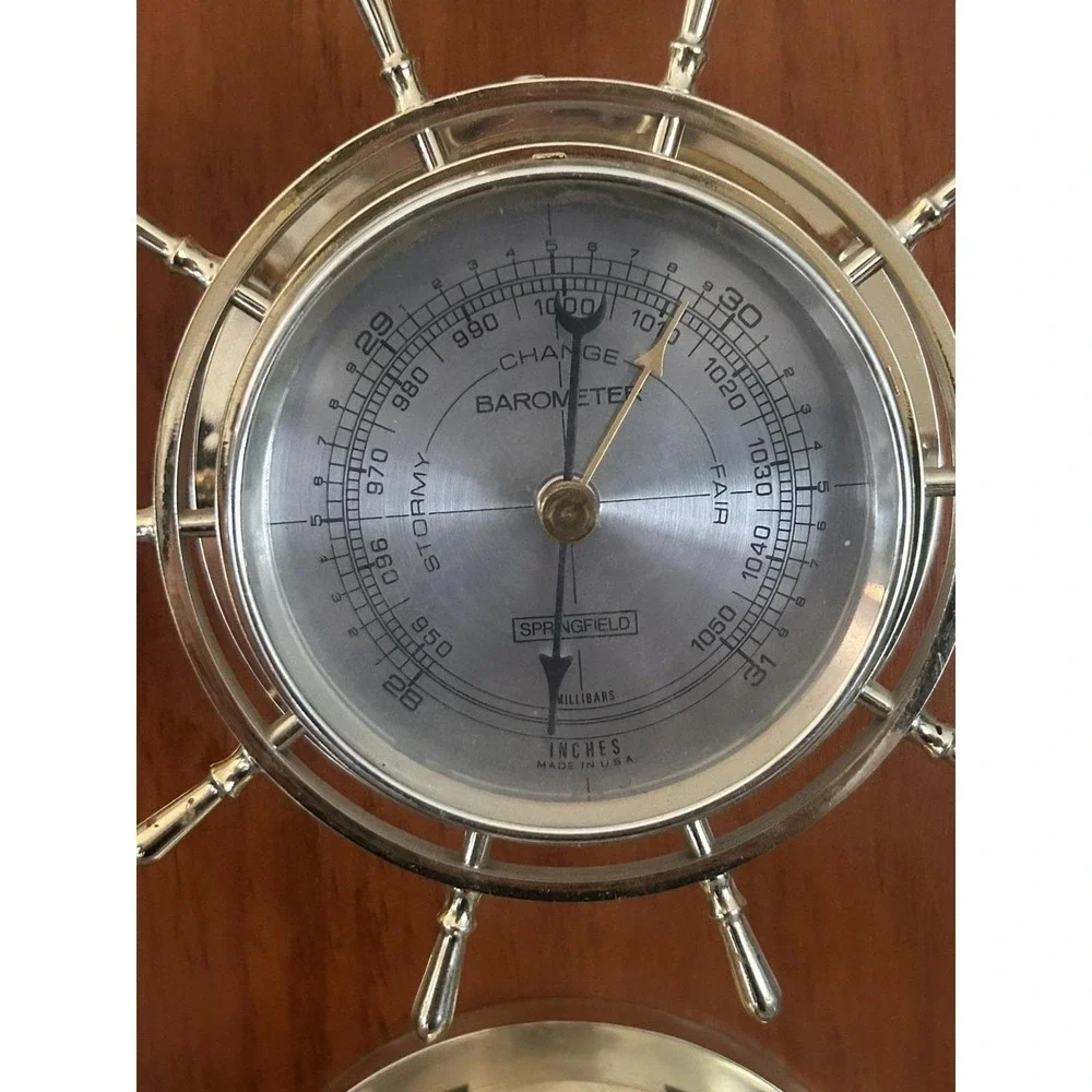 Nautical Weather Station Wall Brass Barometer Thermometer Hygrometer Decor